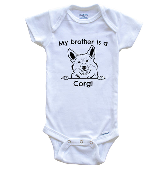 My Brother Is A Corgi One Piece Baby Bodysuit