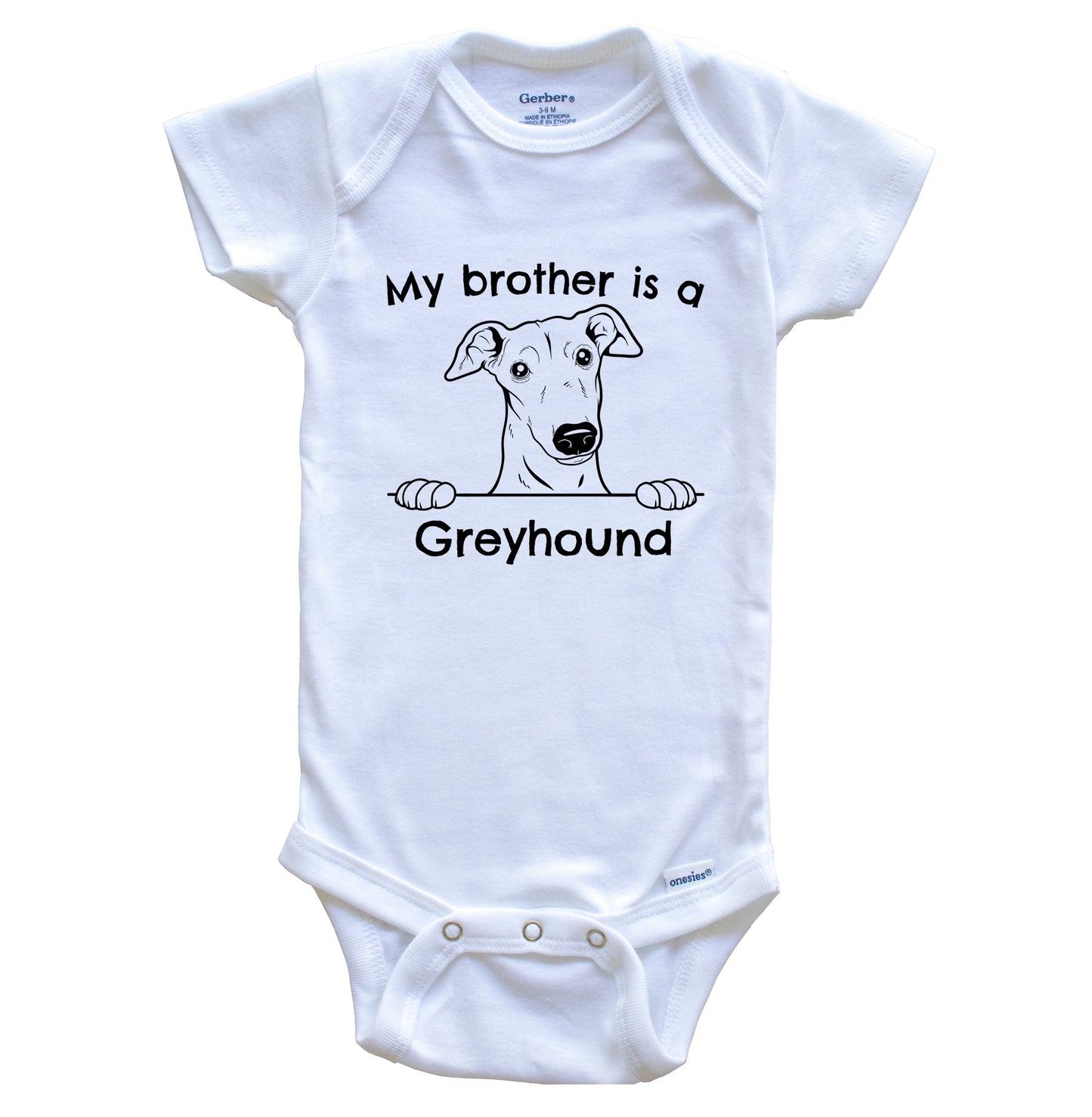 My Brother Is A Greyhound One Piece Baby Bodysuit