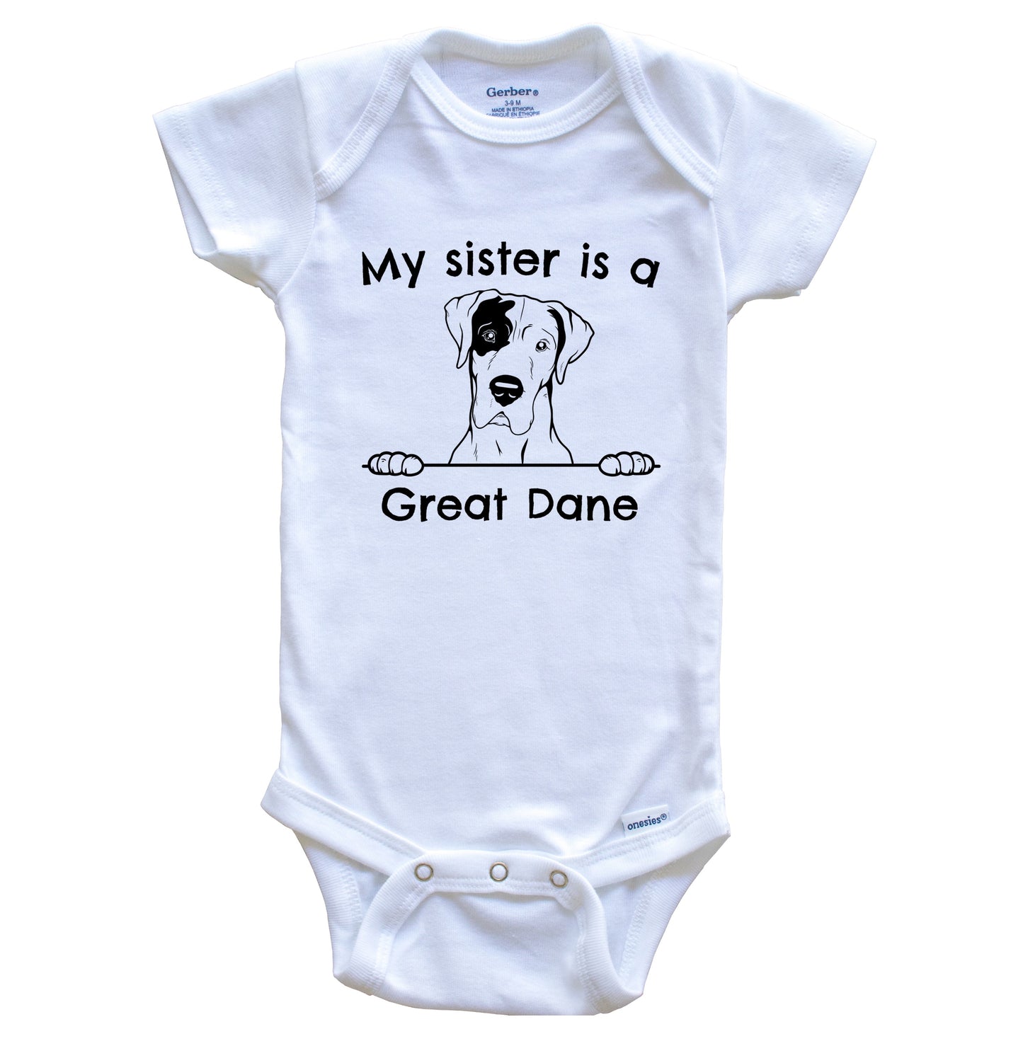 My Sister Is A Great Dane One Piece Baby Bodysuit