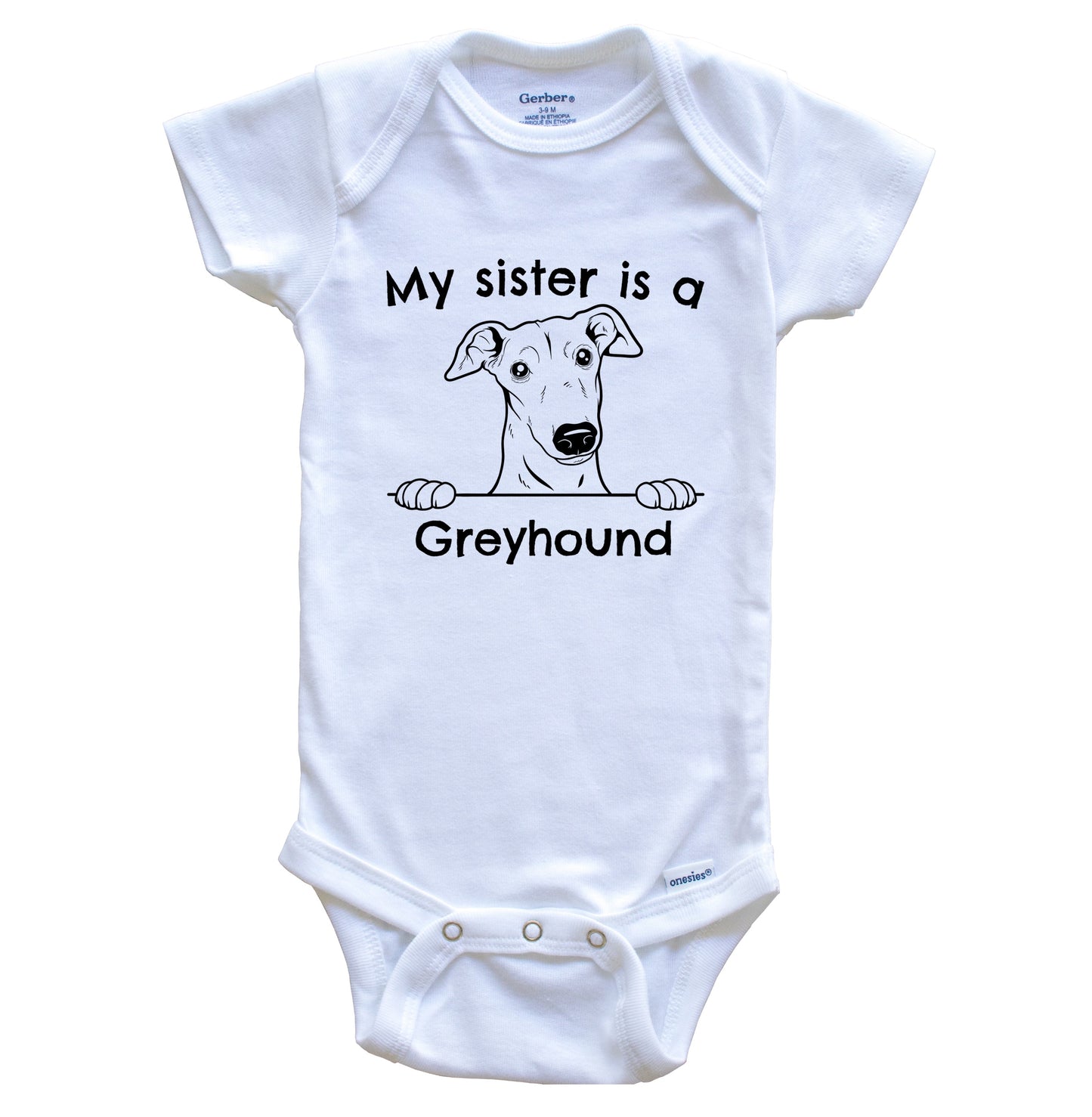 My Sister Is A Greyhound One Piece Baby Bodysuit