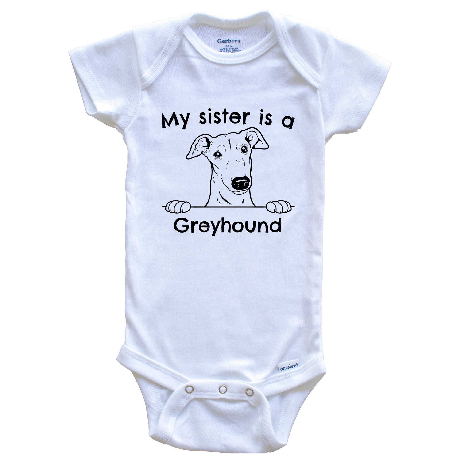 My Sister Is A Greyhound One Piece Baby Bodysuit