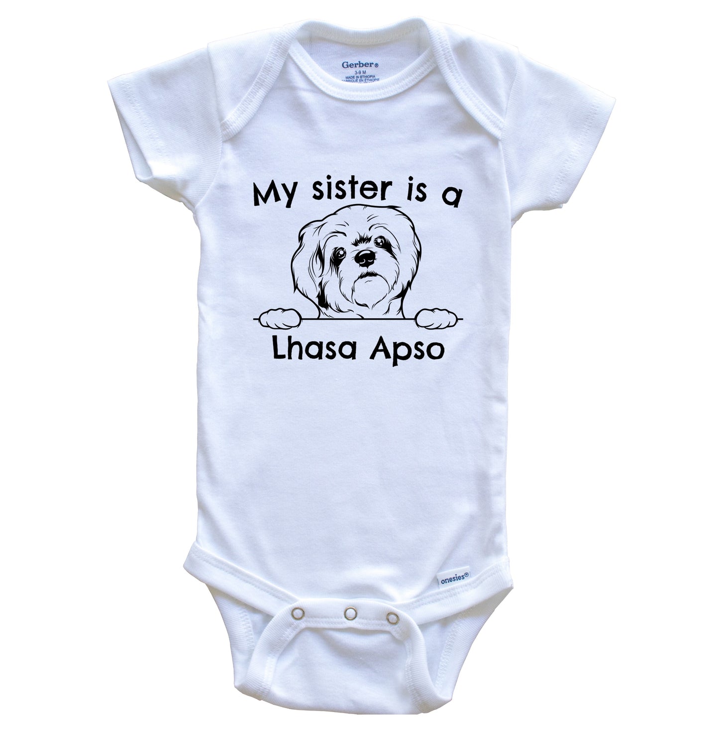 My Sister Is A Lhasa Apso One Piece Baby Bodysuit