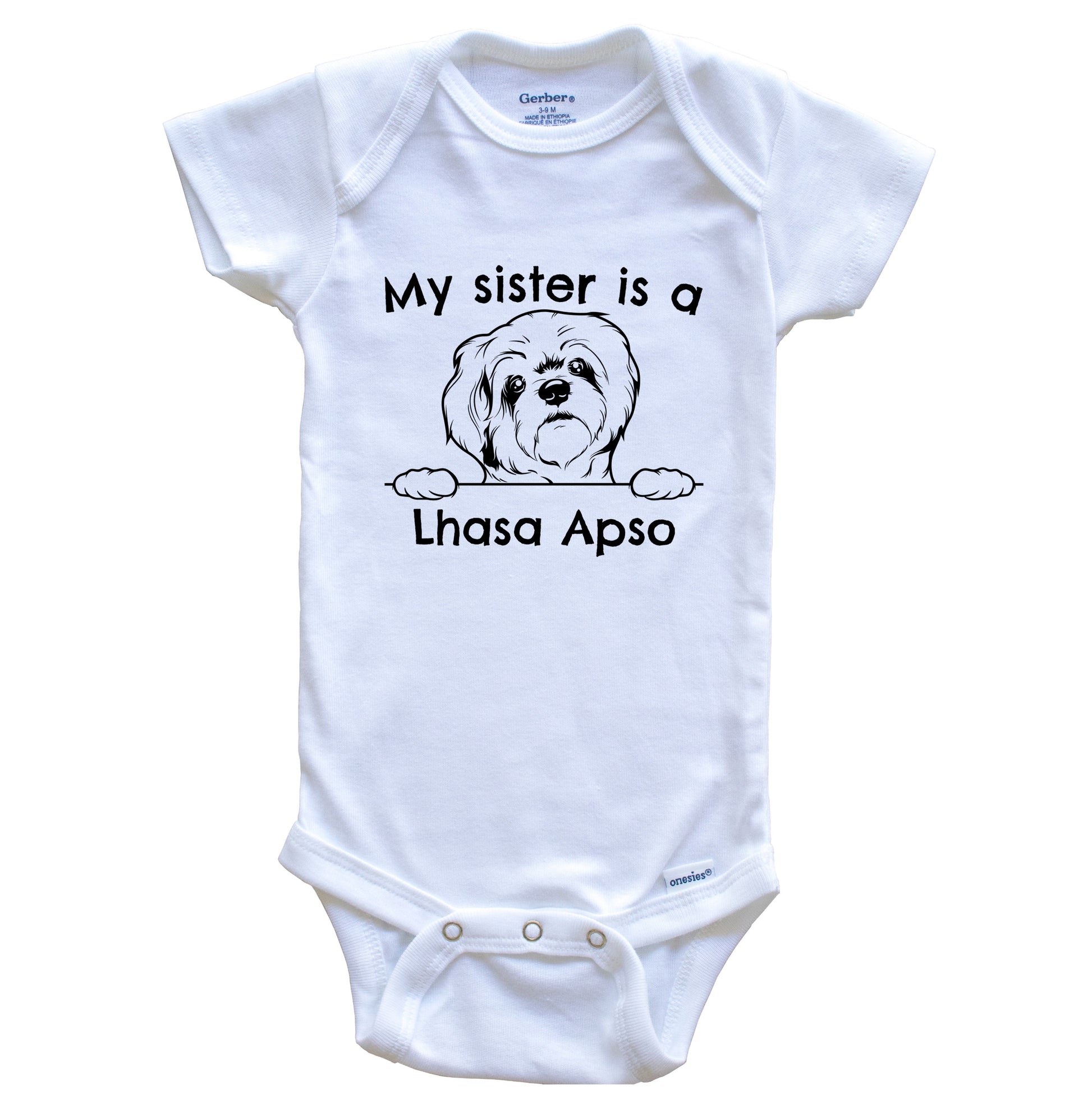 My Sister Is A Lhasa Apso One Piece Baby Bodysuit