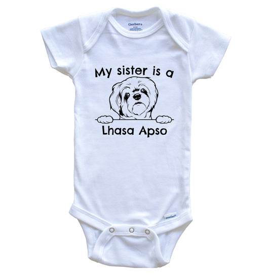 My Sister Is A Lhasa Apso One Piece Baby Bodysuit