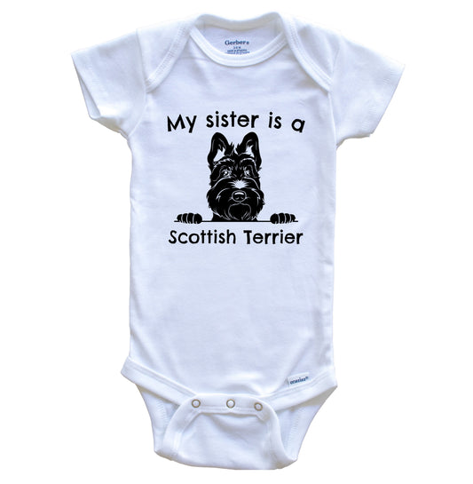 My Sister Is A Scottish Terrier One Piece Baby Bodysuit