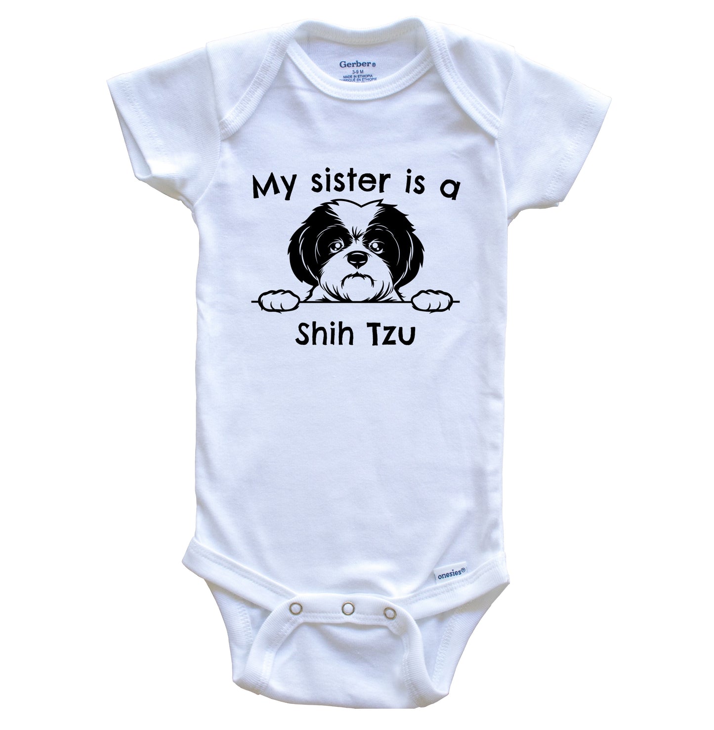 My Sister Is A Shih Tzu One Piece Baby Bodysuit