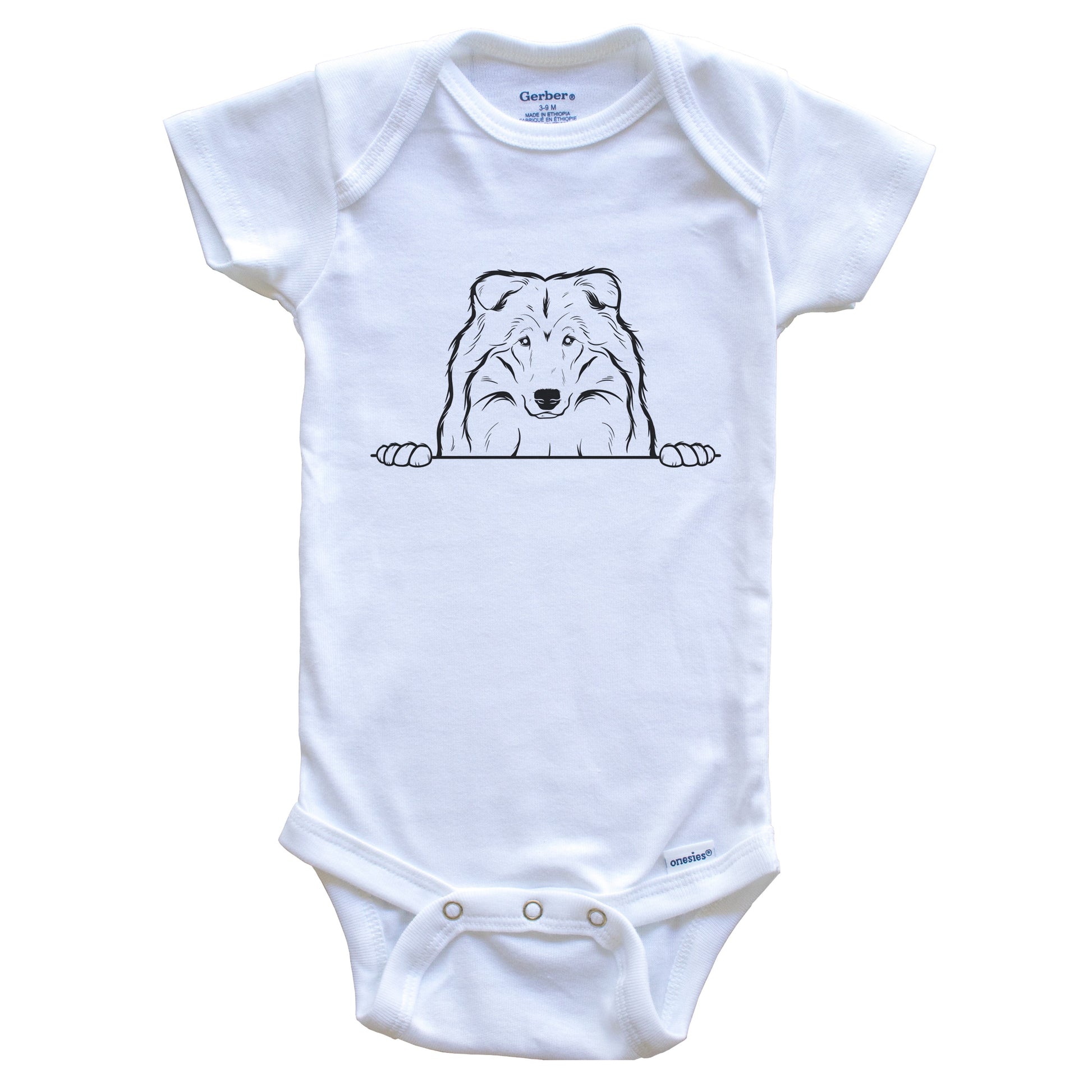 Collie Dog Breed Drawing Cute One Piece Baby Bodysuit