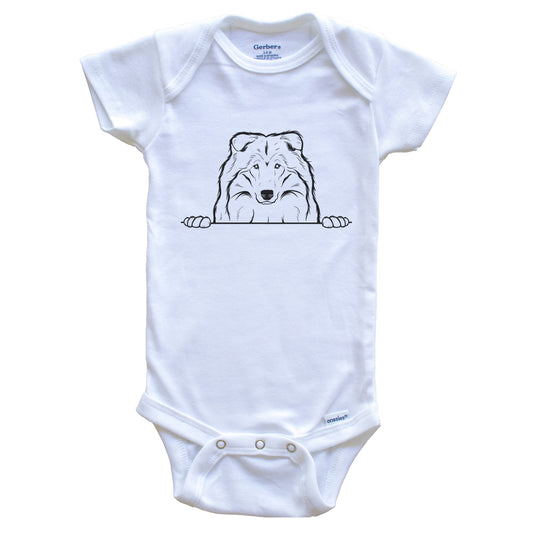 Collie Dog Breed Drawing Cute One Piece Baby Bodysuit
