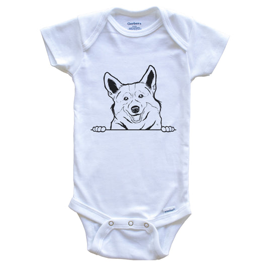 Corgi Dog Breed Drawing Cute One Piece Baby Bodysuit
