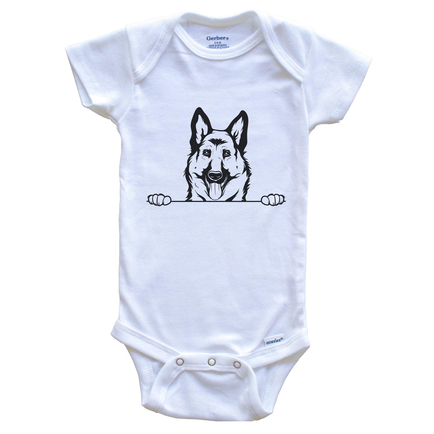 German Shepherd Dog Breed Drawing Cute One Piece Baby Bodysuit