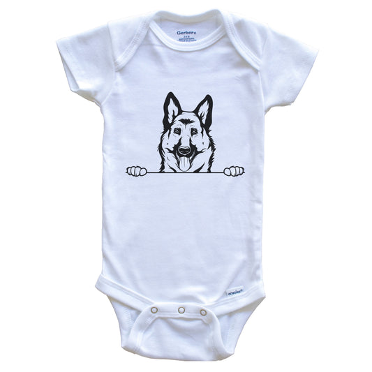 German Shepherd Dog Breed Drawing Cute One Piece Baby Bodysuit