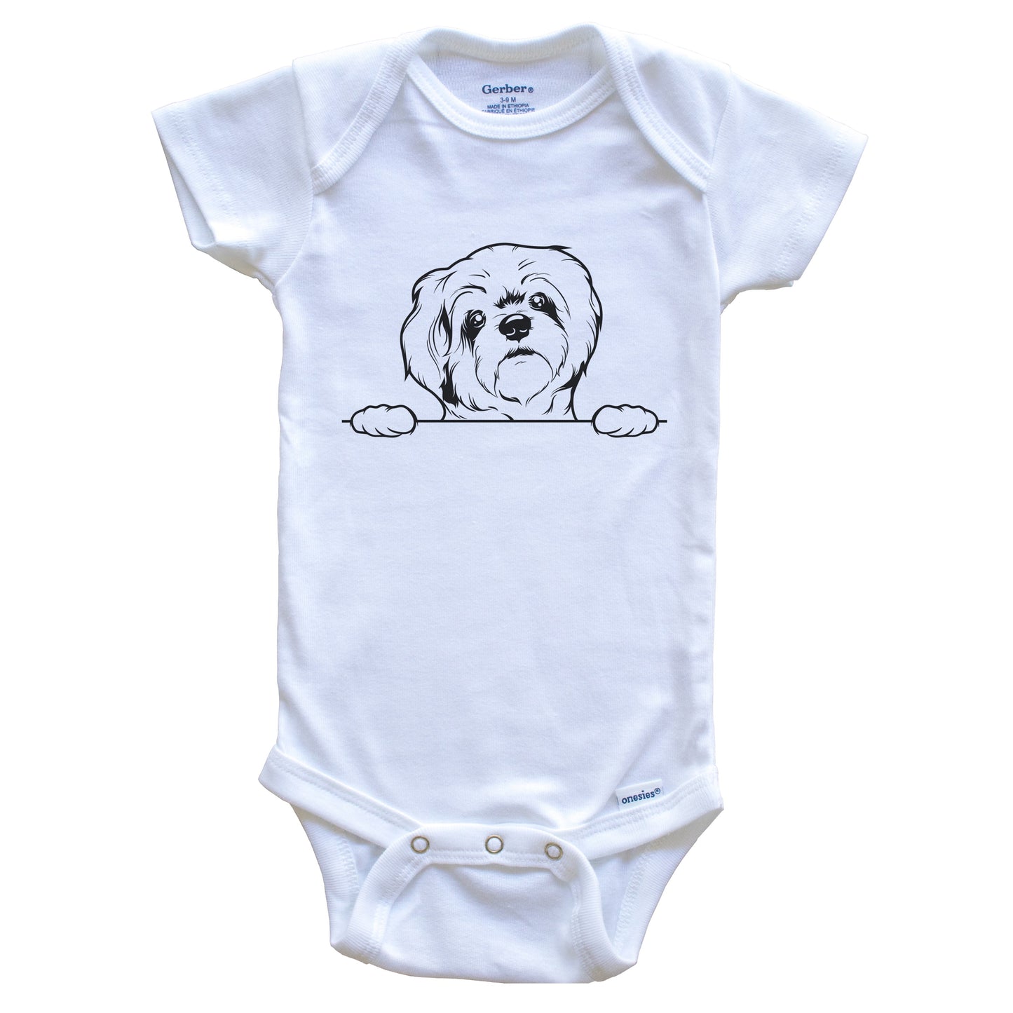 Lhasa Apso Dog Breed Drawing Cute One Piece Baby Bodysuit