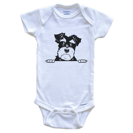 Miniature Schnauzer Dog Breed Drawing Cute One Piece Baby Bodysuit