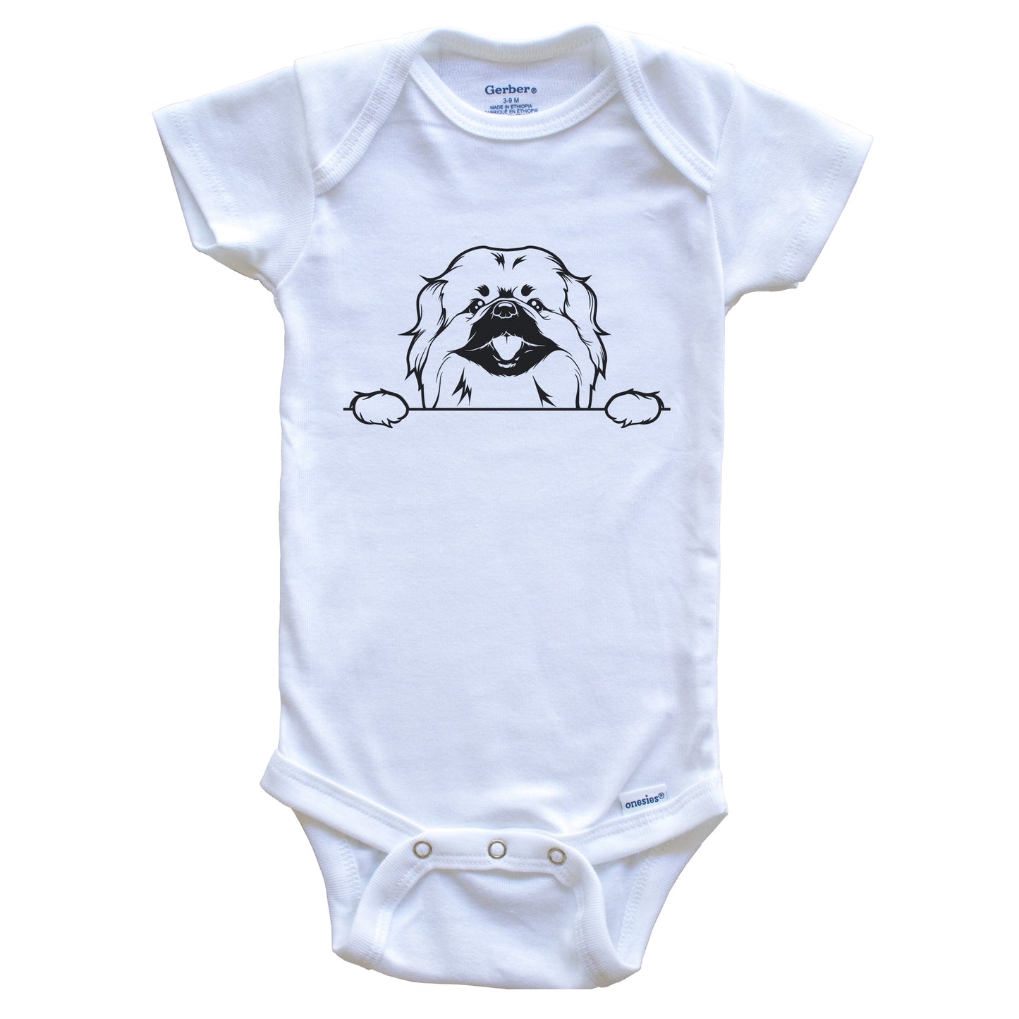 Pekingese Dog Breed Drawing Cute One Piece Baby Bodysuit