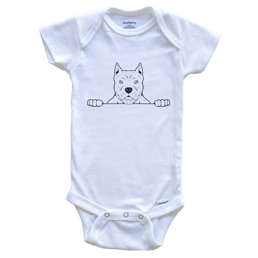 Pit Bull Dog Breed Drawing Cute One Piece Baby Bodysuit