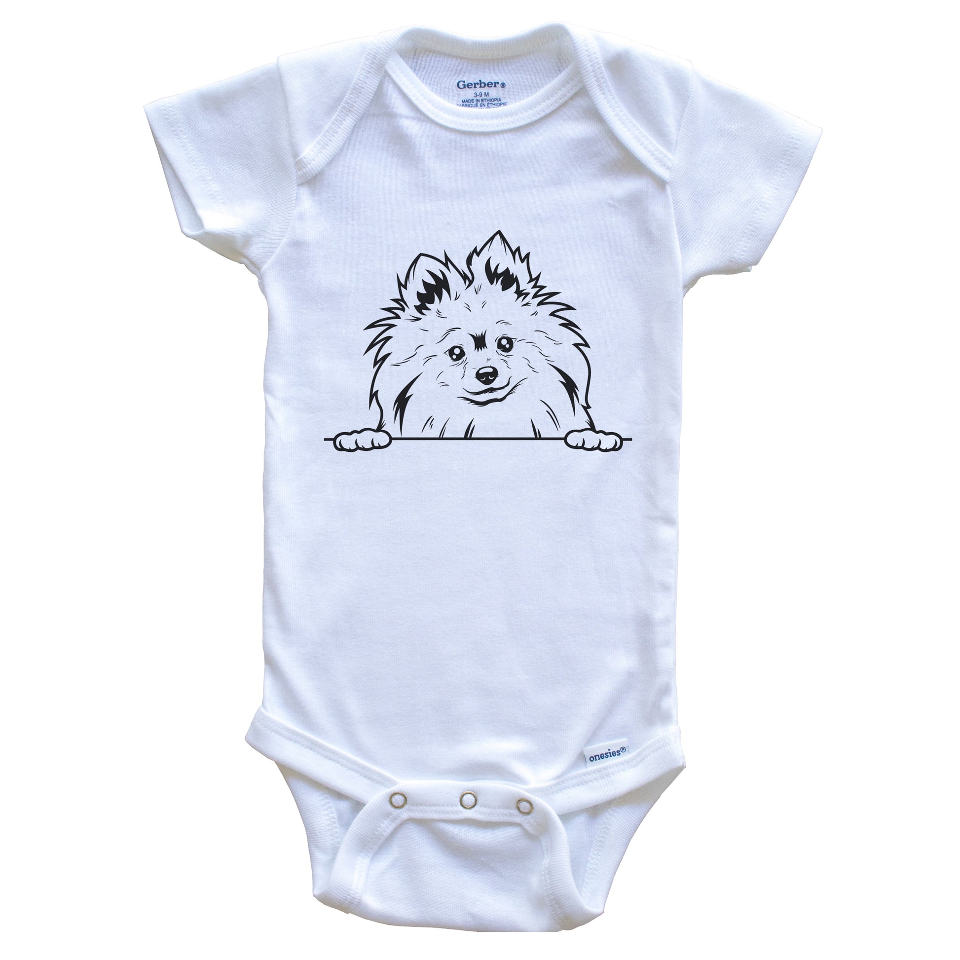 Pomeranian Dog Breed Drawing Cute One Piece Baby Bodysuit