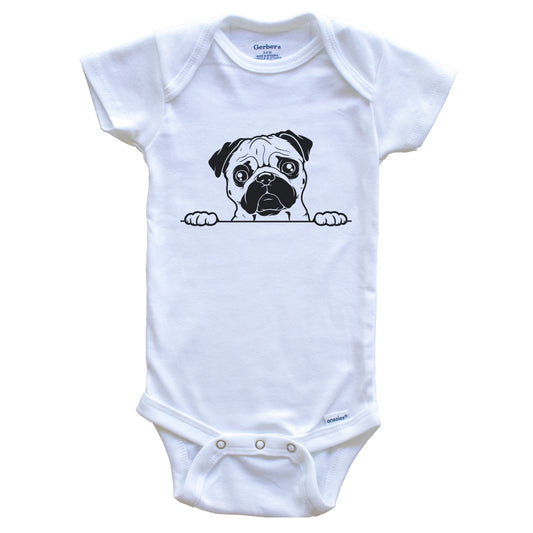 Pug Dog Breed Drawing Cute One Piece Baby Bodysuit
