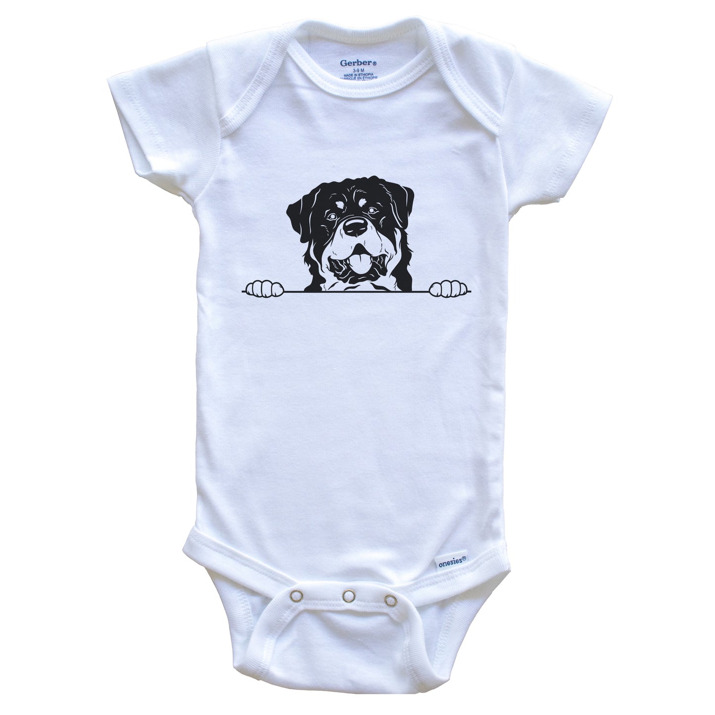 Rottweiler Dog Breed Drawing Cute One Piece Baby Bodysuit