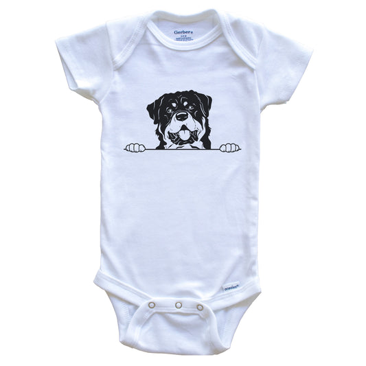 Rottweiler Dog Breed Drawing Cute One Piece Baby Bodysuit