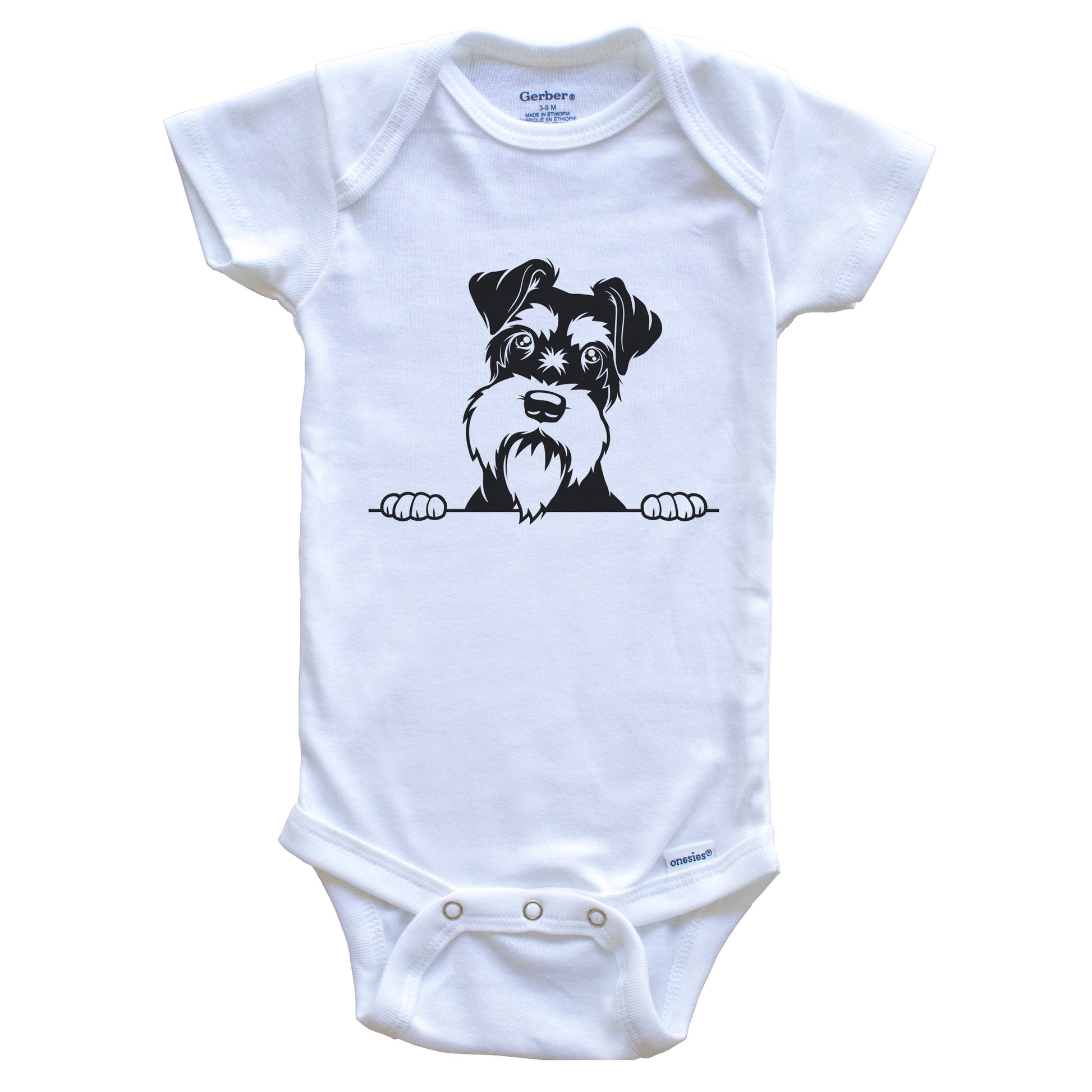 Schnauzer Dog Breed Drawing Cute One Piece Baby Bodysuit