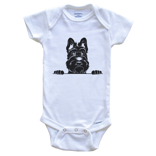 Scottish Terrier Dog Breed Drawing Cute One Piece Baby Bodysuit