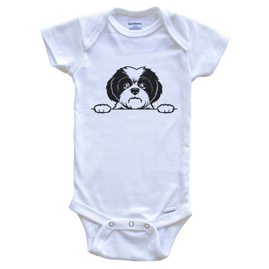Shih Tzu Dog Breed Drawing Cute One Piece Baby Bodysuit