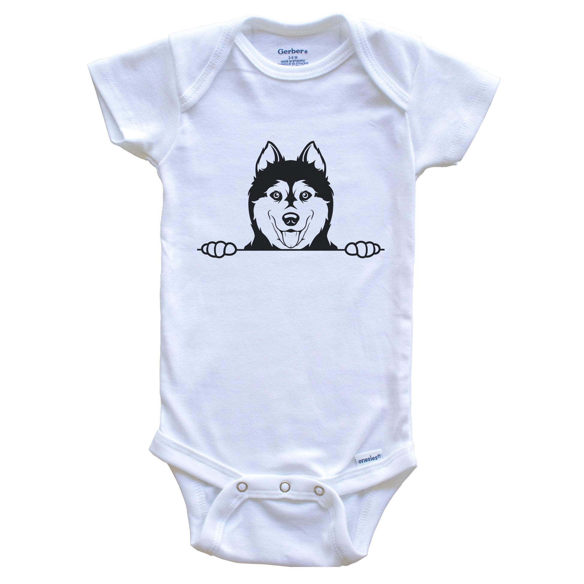 Siberian Husky Dog Breed Drawing Cute One Piece Baby Bodysuit