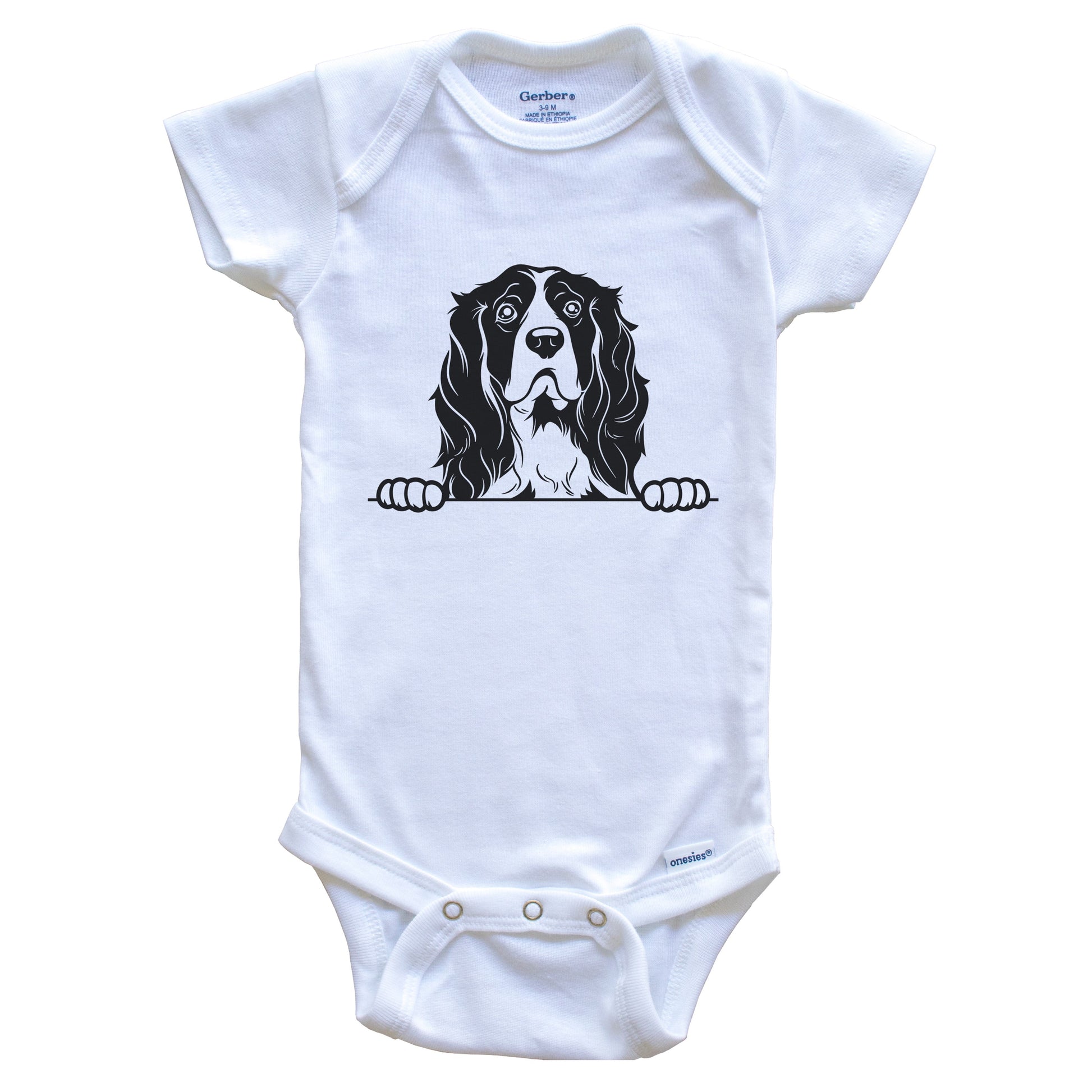 Springer Spaniel Dog Breed Drawing Cute One Piece Baby Bodysuit