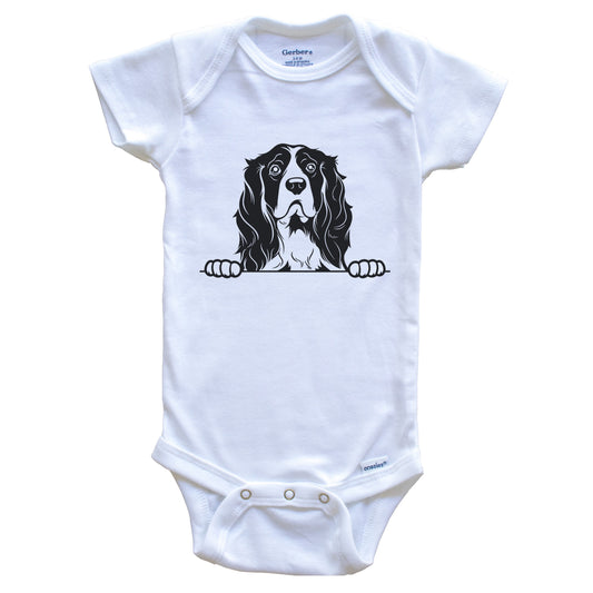 Springer Spaniel Dog Breed Drawing Cute One Piece Baby Bodysuit