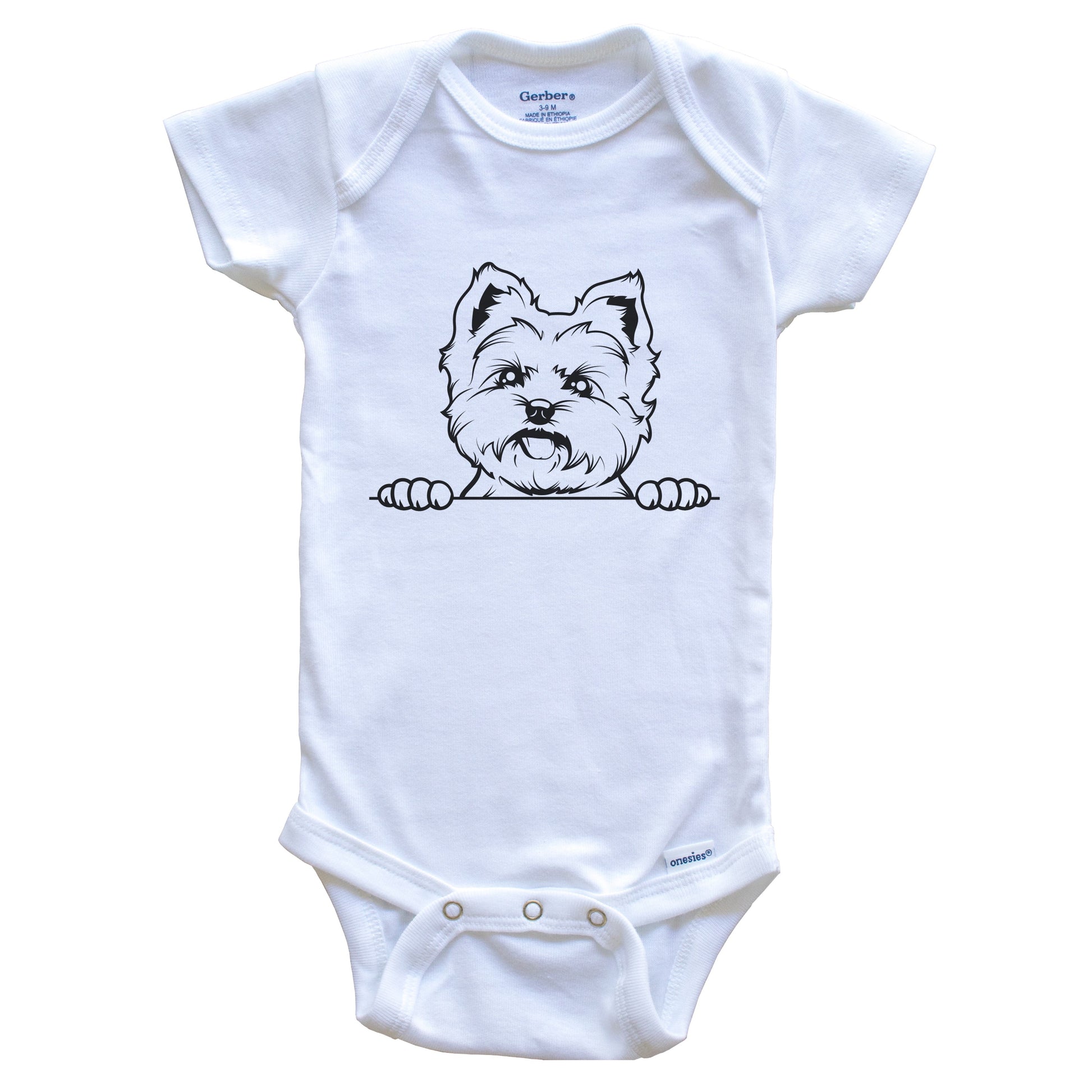 Yorkshire Terrier Dog Breed Drawing Cute One Piece Baby Bodysuit