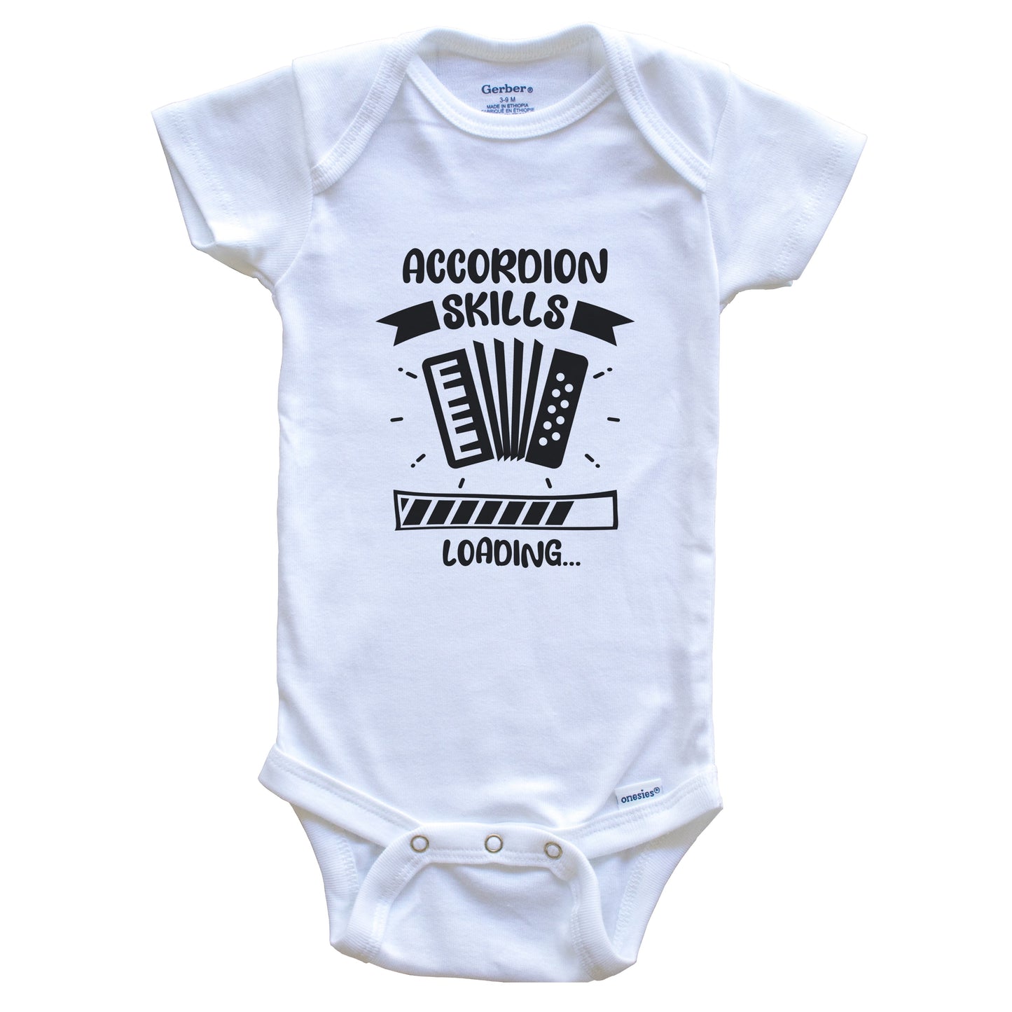 Accordion Skills Loading Funny Accordion Baby Bodysuit