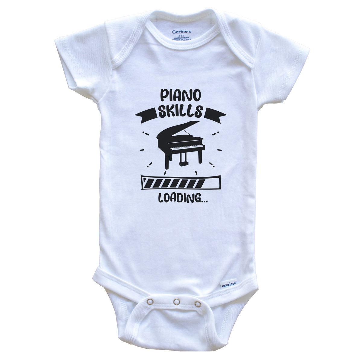 Piano Skills Loading Funny Piano Baby Bodysuit