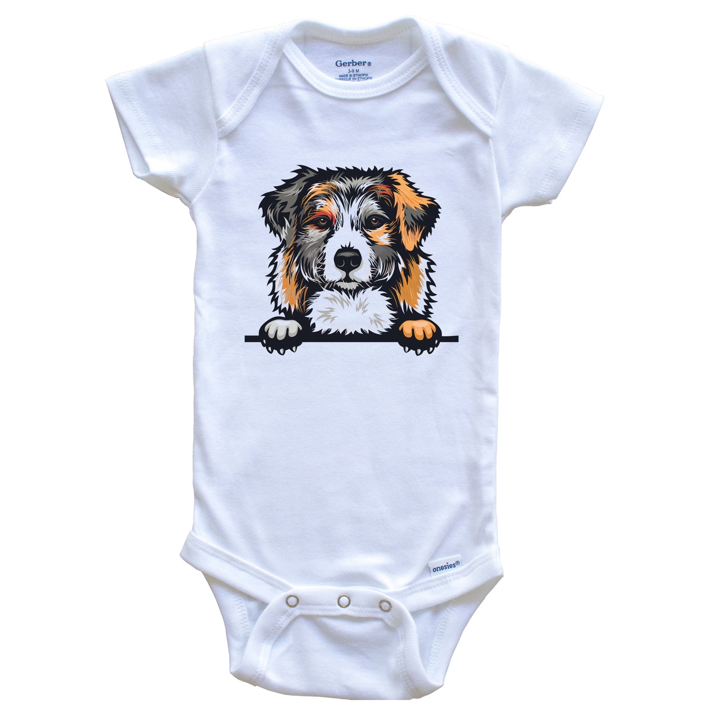 Australian Shepherd Dog Breed Cute One Piece Baby Bodysuit v2