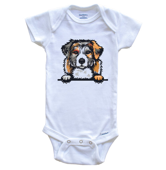 Australian Shepherd Dog Breed Cute One Piece Baby Bodysuit v2