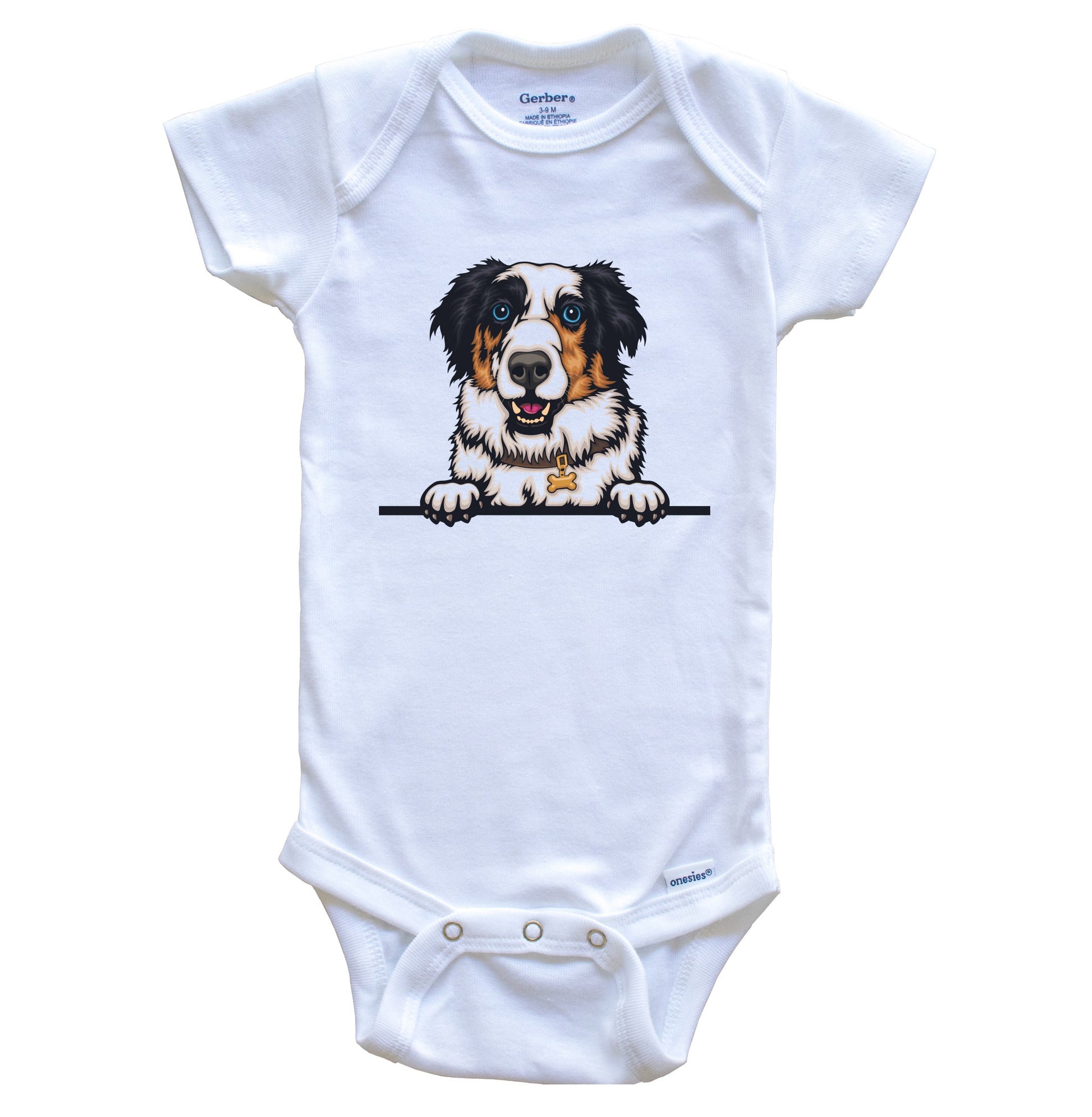 Australian Shepherd Dog Breed Cute One Piece Baby Bodysuit v4