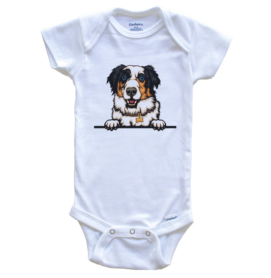Australian Shepherd Dog Breed Cute One Piece Baby Bodysuit v4