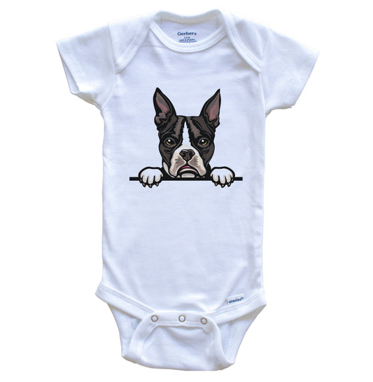 Boston Terrier Dog Breed Cute One Piece Baby Bodysuit v2