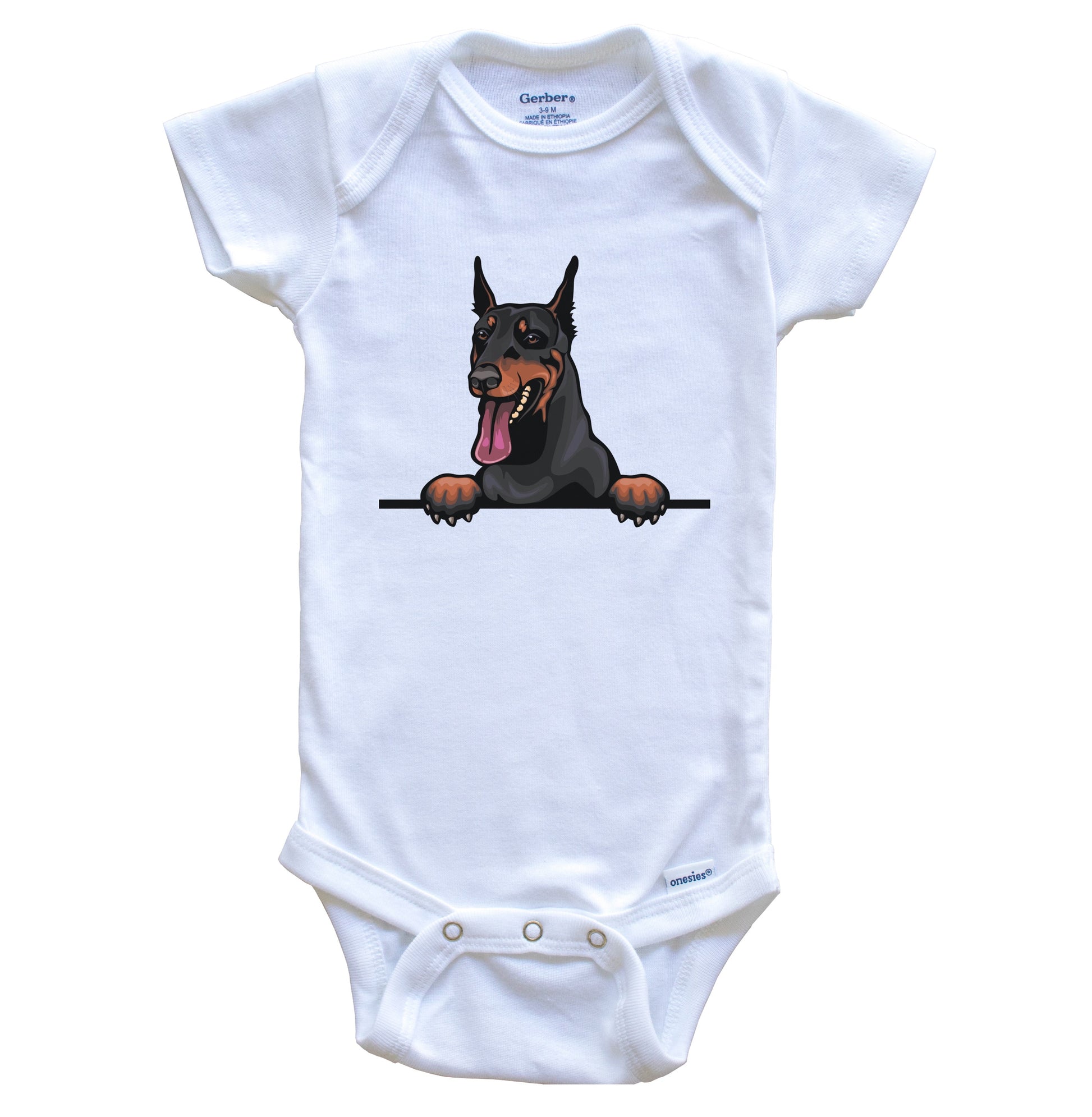 Doberman Dog Breed Cute One Piece Baby Bodysuit v2