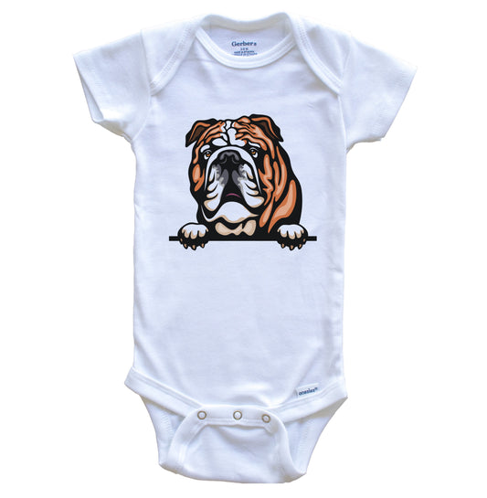 English Bulldog Dog Breed Cute One Piece Baby Bodysuit v2