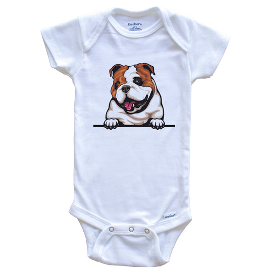 English Bulldog Dog Breed Cute One Piece Baby Bodysuit v3