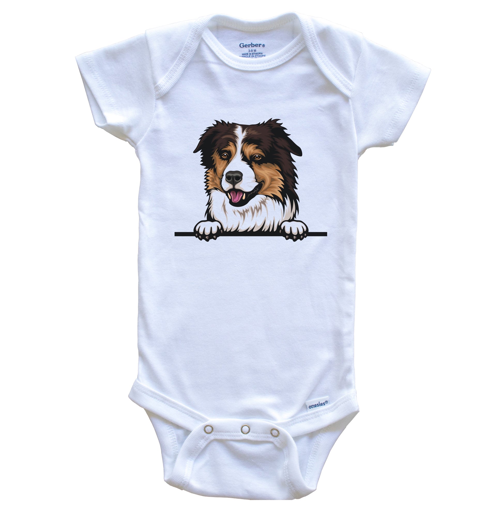 Miniature American Shepherd Dog Breed Cute One Piece Baby Bodysuit