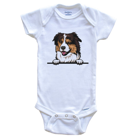 Miniature American Shepherd Dog Breed Cute One Piece Baby Bodysuit