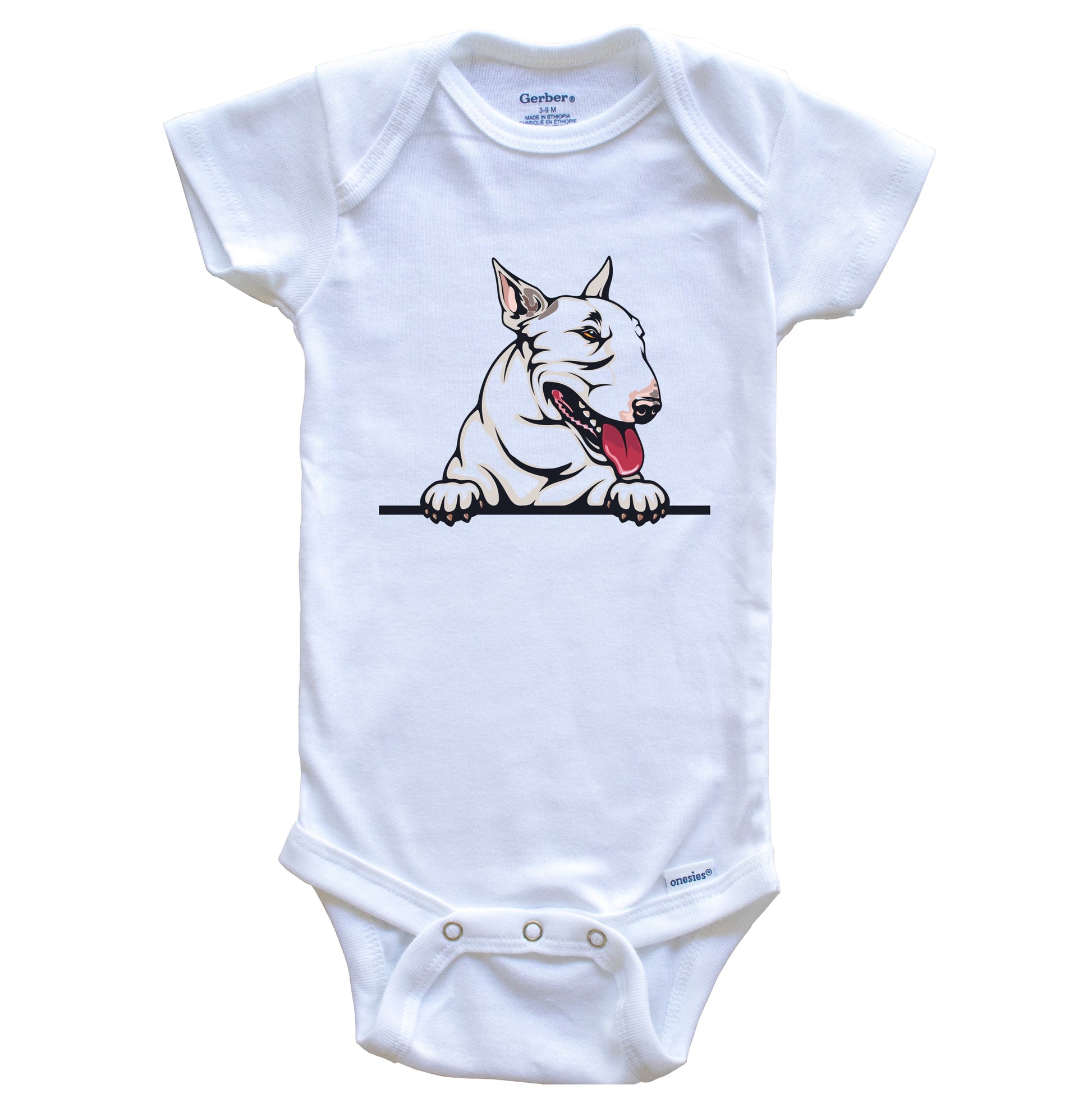 Miniature Bull Terrier Dog Breed Cute One Piece Baby Bodysuit