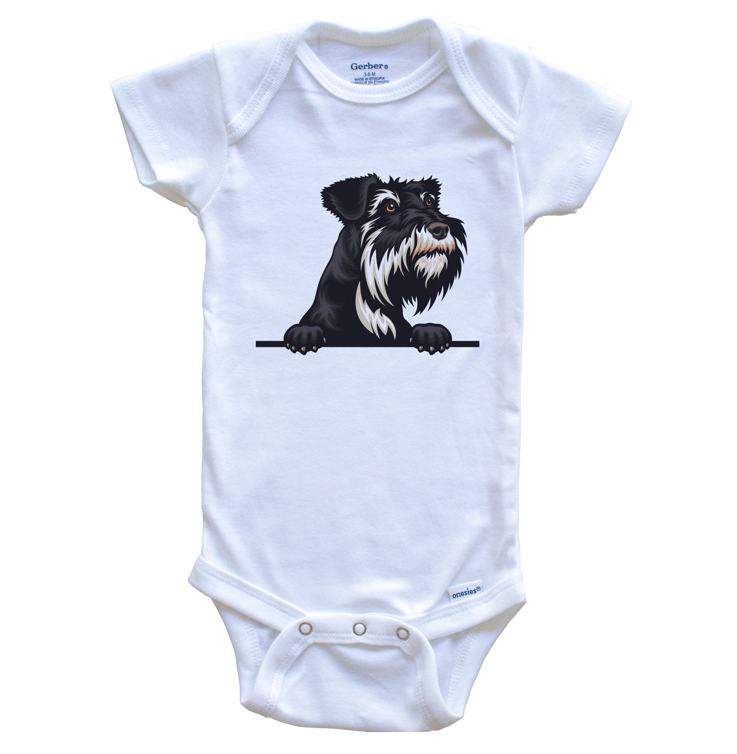 Miniature Schnauzer Dog Breed Cute One Piece Baby Bodysuit v2