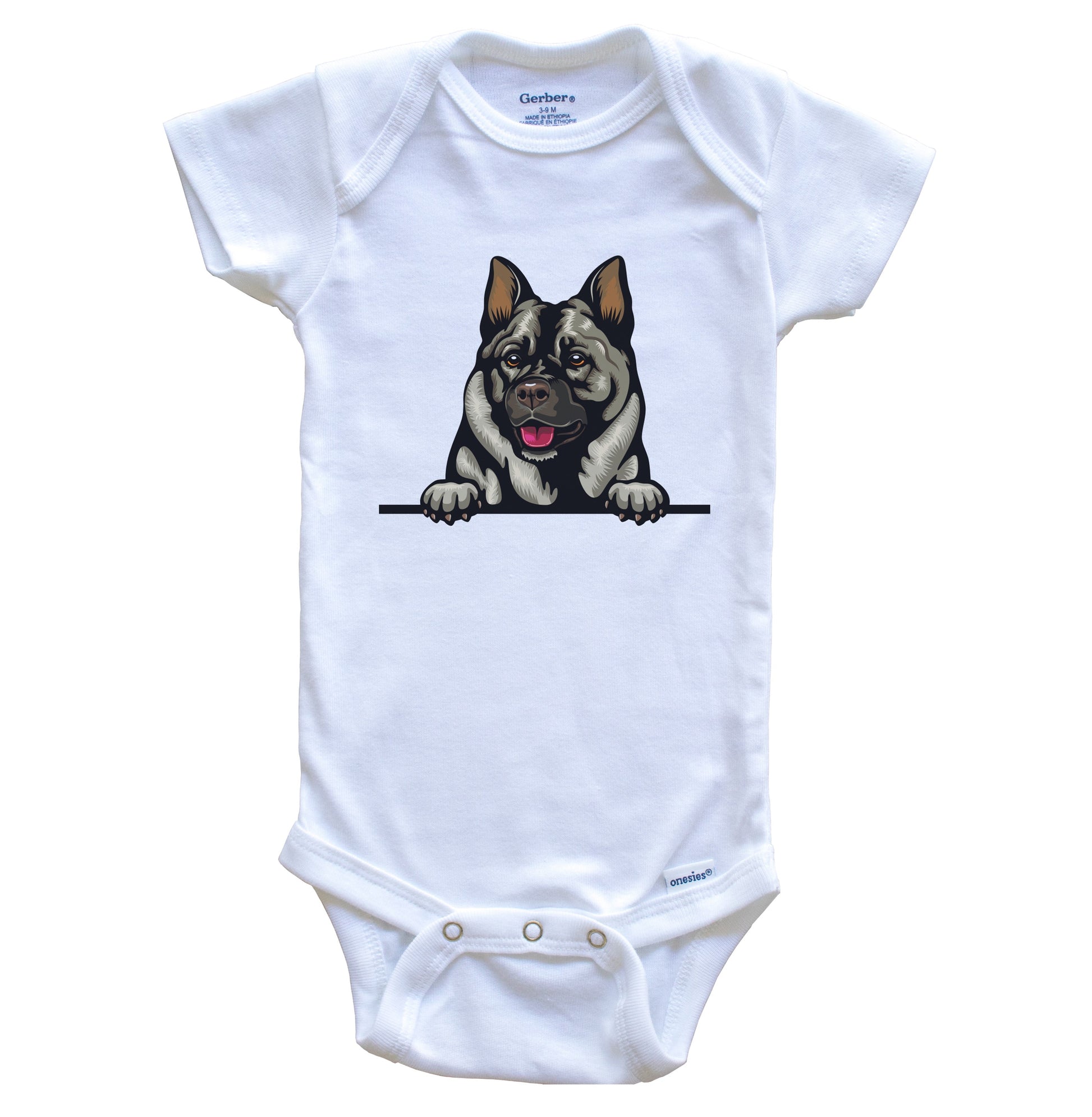 Norwegian Elkhound Dog Breed Cute One Piece Baby Bodysuit