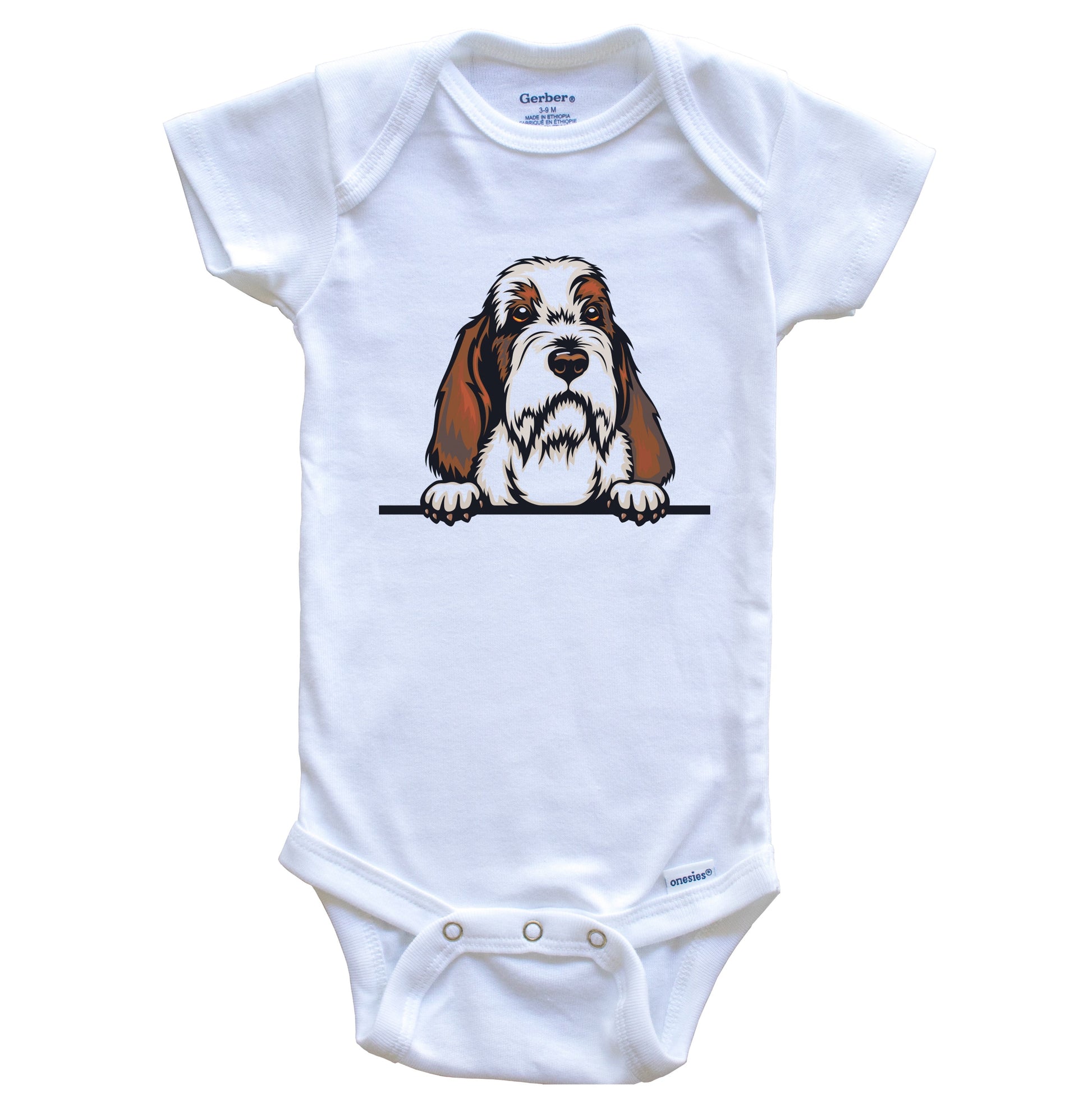 Petit Basset Griffon Vendeen Dog Breed Cute One Piece Baby Bodysuit 0 3 Months White