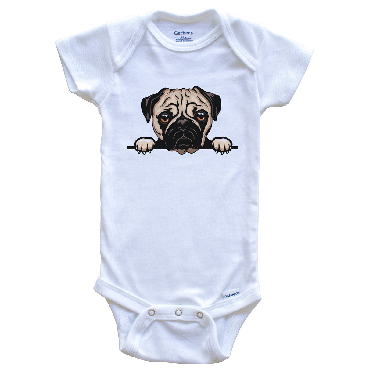 Pug Dog Breed Cute One Piece Baby Bodysuit v3