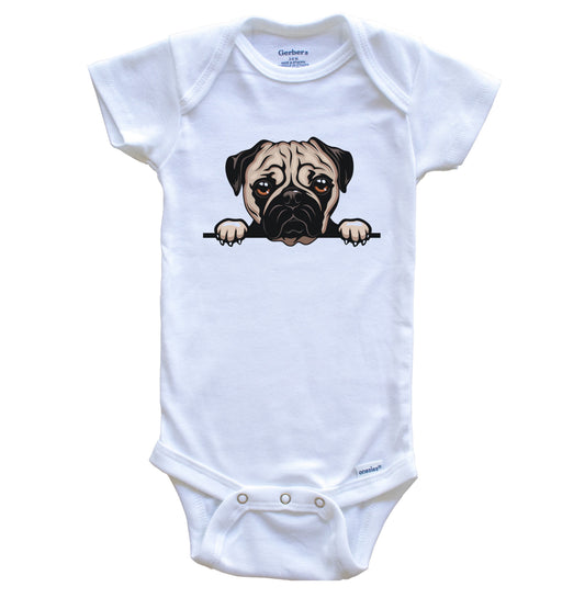 Pug Dog Breed Cute One Piece Baby Bodysuit v3