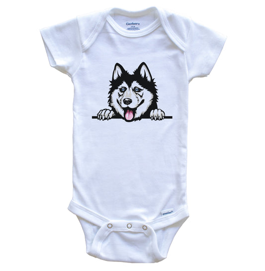 Siberian Husky Dog Breed Cute One Piece Baby Bodysuit