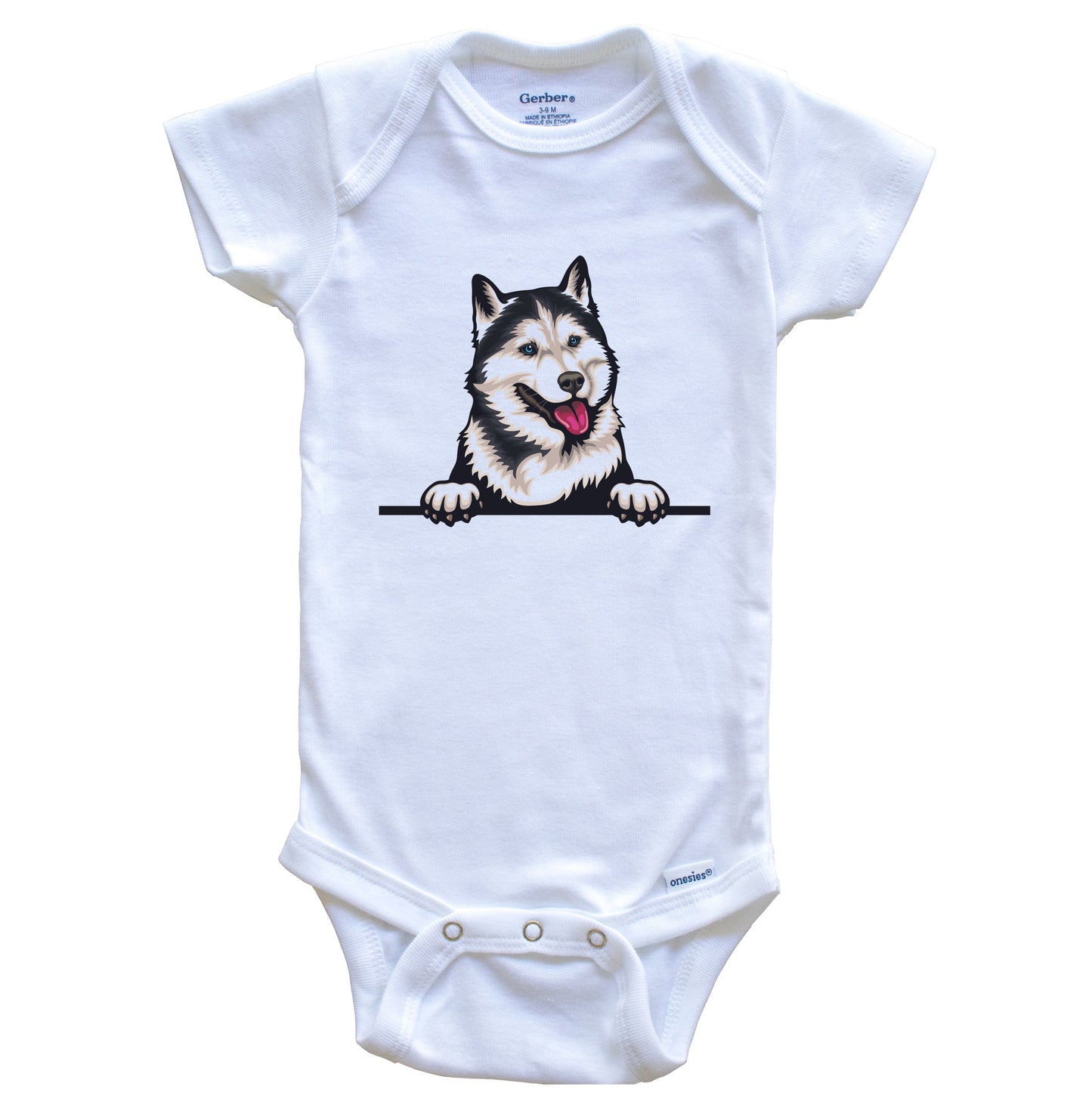 Siberian Husky Dog Breed Cute One Piece Baby Bodysuit v2